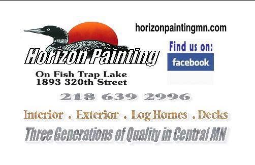 Original Horizon Painting business card on Fish Trap Lake — Three Generations of Quality in Central MN