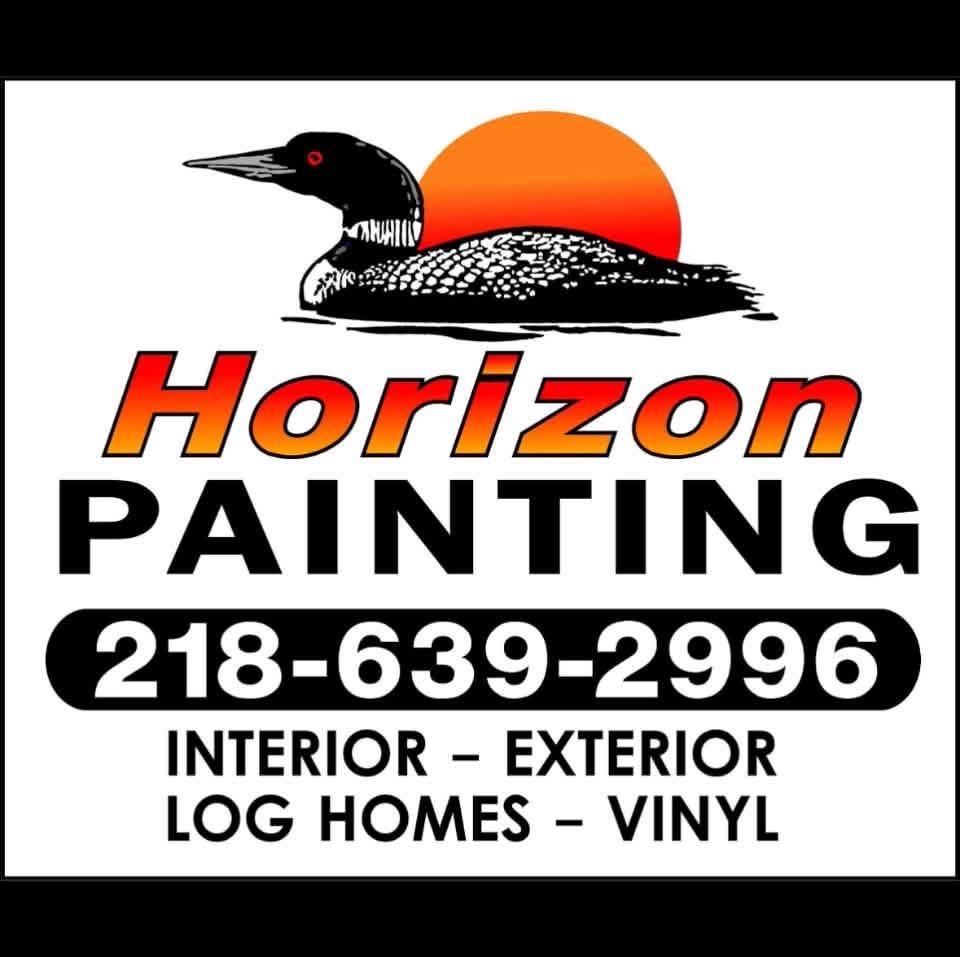 Horizon Painting loon and sunset logo sign
